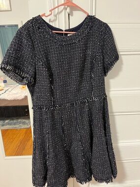 Eliza J Navy Tweed Short-Sleeve Dress
